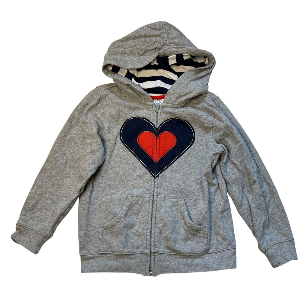 Hanna Andersson Gray Heart Full-Zip Hoodie - Size 110 (4-5Y)